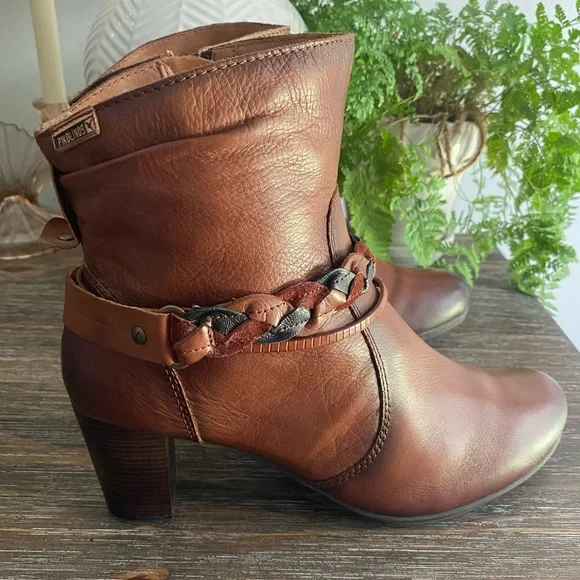PIKOLINOS Verona Leather Zip Block Heel Boots W5C-8576 Women 41 US 10.5-11 Brown - Picture 3 of 15